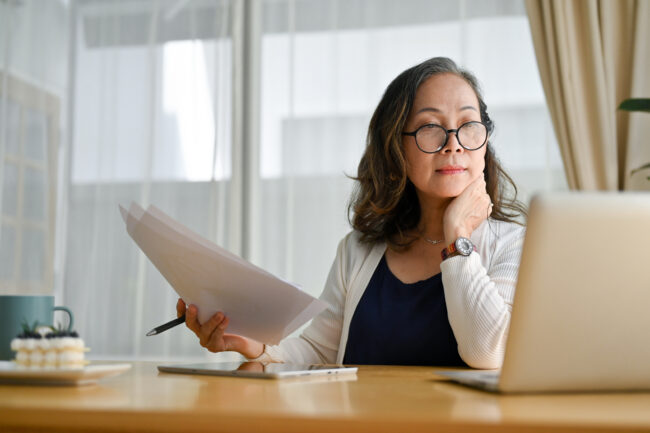 Woman going over compliance issues.