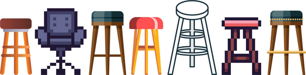 A variety of different types of stools.