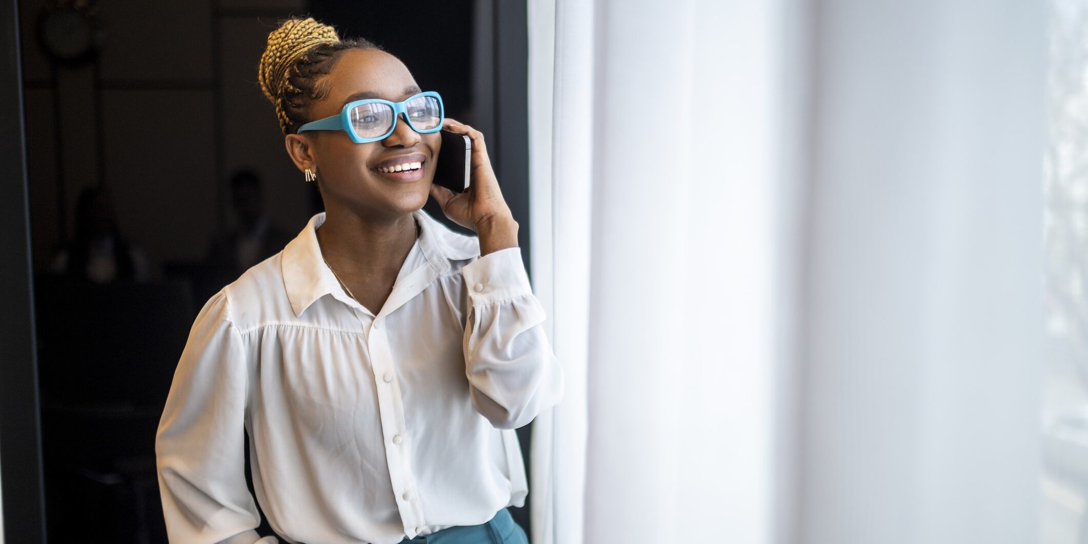Woman on the phone discussing compliance. Woman on the phone discussing compliance.